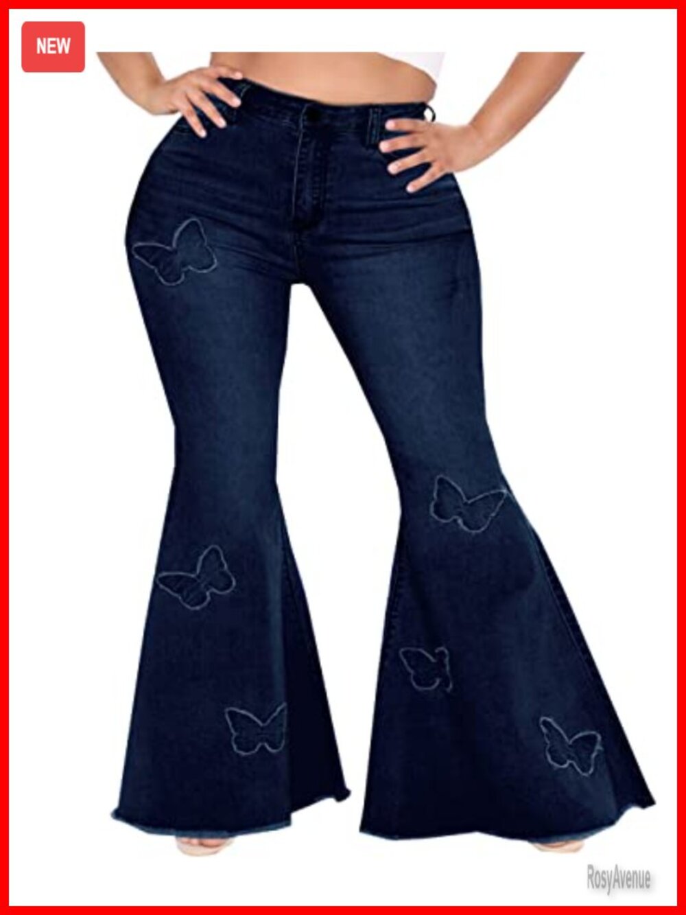 Plus Size Bell Bottom Jeans High Waisted Flared Denim Pants Stretch